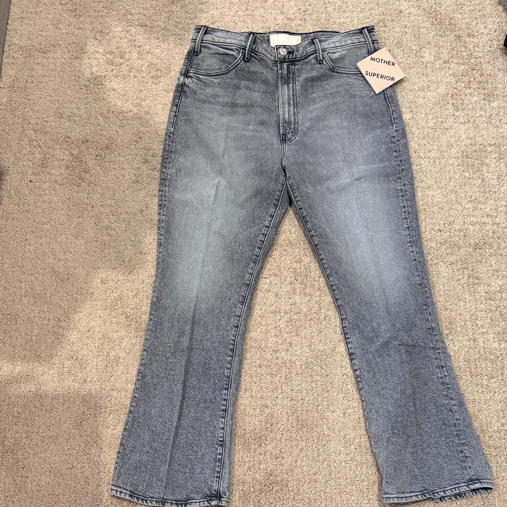 Gray Mother Cropped Jeans